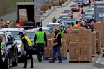 food bank, covid-19, food bank drive through in la and pennsylvania overrun by hundreds of unemployed americans, Basketball